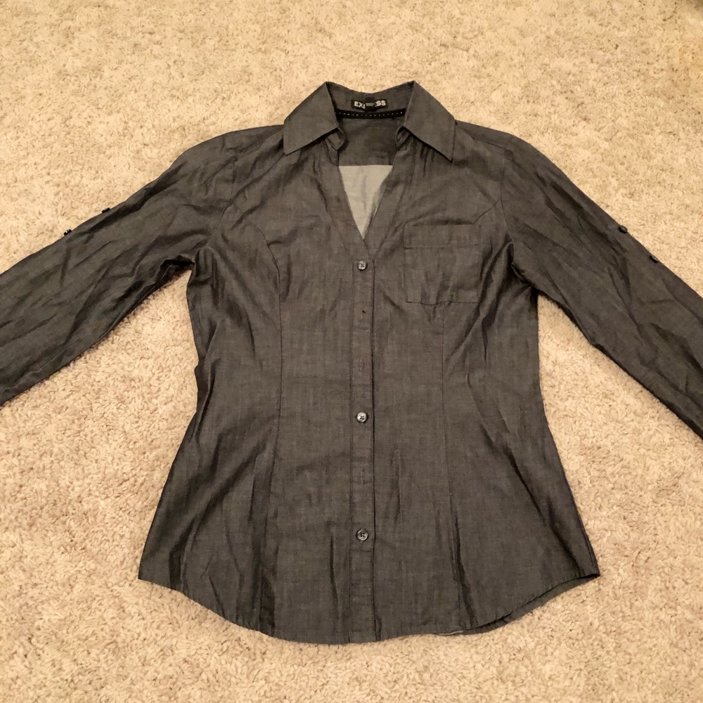 Grey button up blouse
